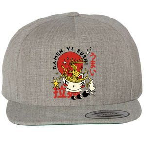 Ramen Vs Sushi Retro Japanese Food Wool Snapback Cap