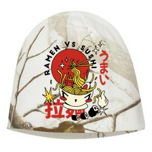 Ramen Vs Sushi Retro Japanese Food Kati - Camo Knit Beanie