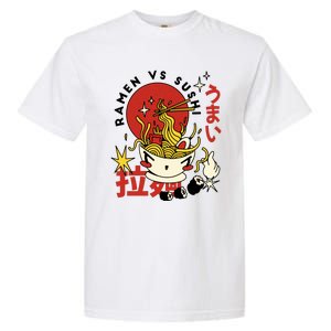 Ramen Vs Sushi Retro Japanese Food Garment-Dyed Heavyweight T-Shirt