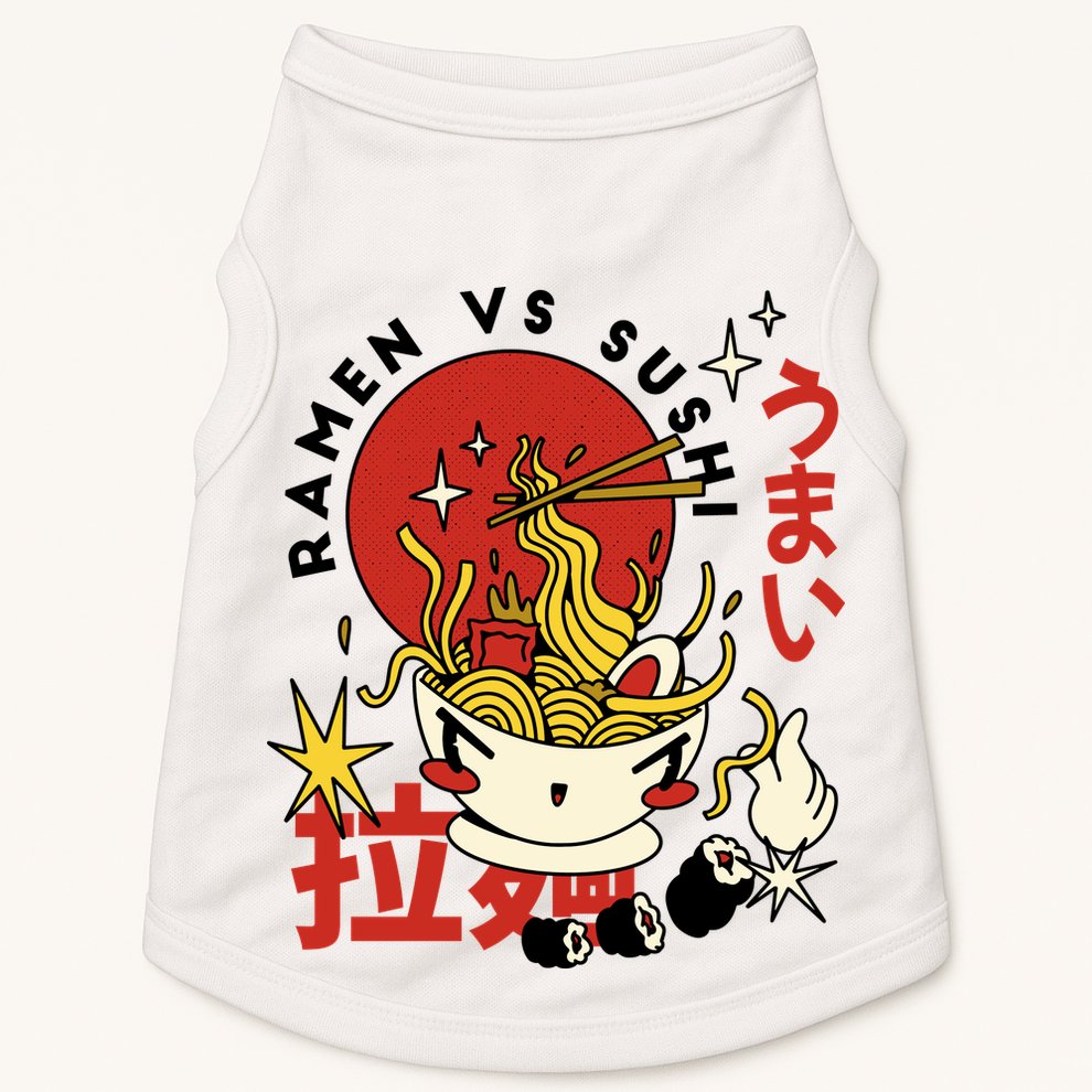 Ramen Vs Sushi Retro Japanese Food Doggie Tank