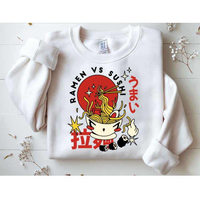 Ramen Vs Sushi Retro Japanese Food Sweatshirt