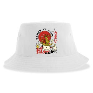 Ramen Vs Sushi Retro Japanese Food Sustainable Bucket Hat