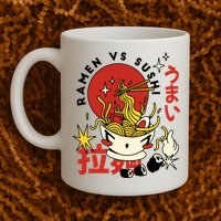Ramen Vs Sushi Retro Japanese Food Mug