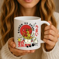Ramen Vs Sushi Retro Japanese Food Mug