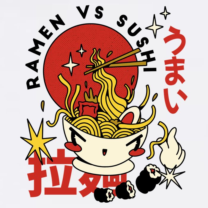 Ramen Vs Sushi Retro Japanese Food Mug