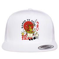 Ramen Vs Sushi Retro Japanese Food Flatbill Hat