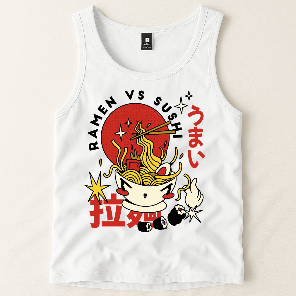 Ramen Vs Sushi Retro Japanese Food Tank Top