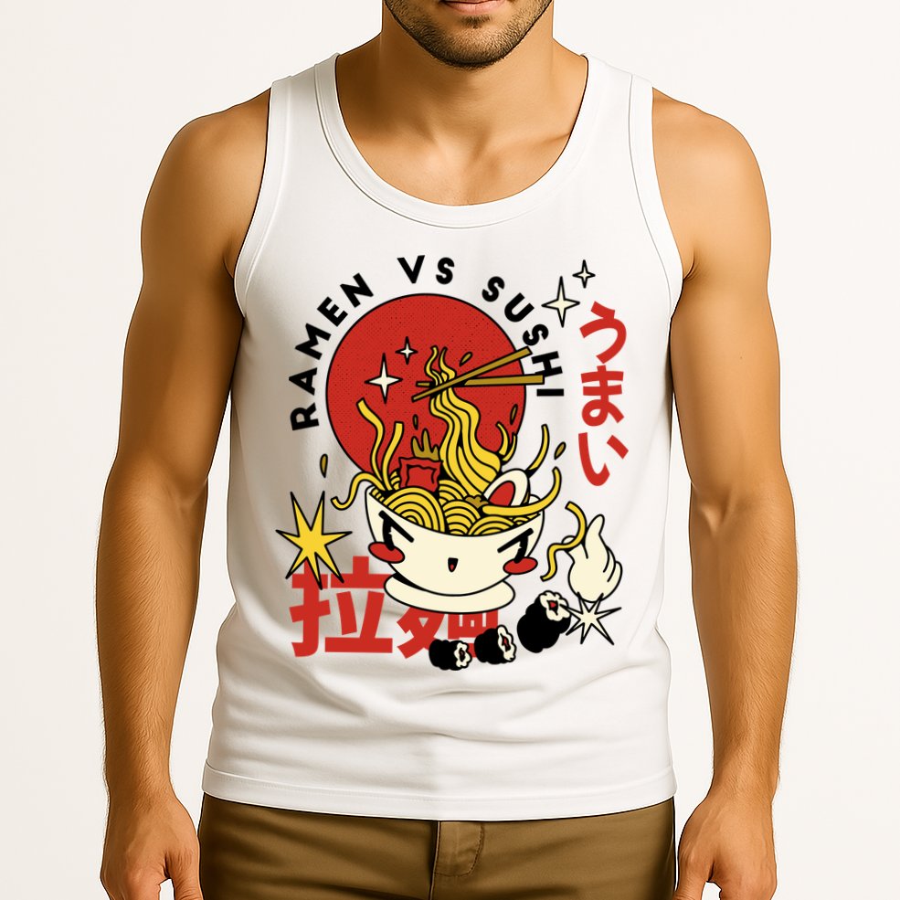 Ramen Vs Sushi Retro Japanese Food Tank Top