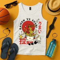 Ramen Vs Sushi Retro Japanese Food Tank Top