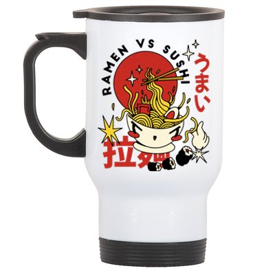 Ramen Vs Sushi Retro Japanese Food Stainless Steel Travel Mug