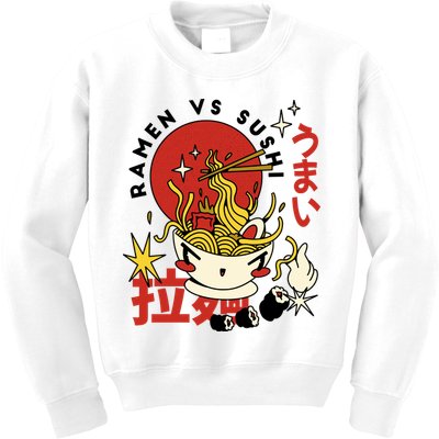 Ramen Vs Sushi Retro Japanese Food Kids Sweatshirt