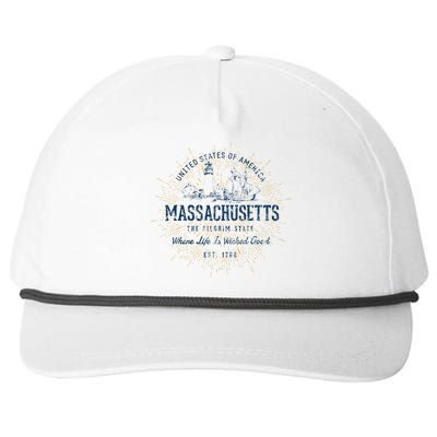 Retro Vintage State Of Massachusetts Snapback Five-Panel Rope Hat