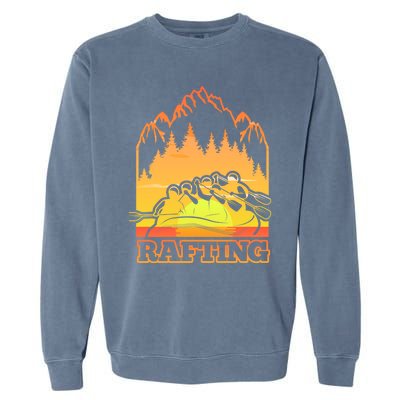 Retro Vintage Sunset Vibe River Rafting Paddle Rafting Funny Gift Garment-Dyed Sweatshirt