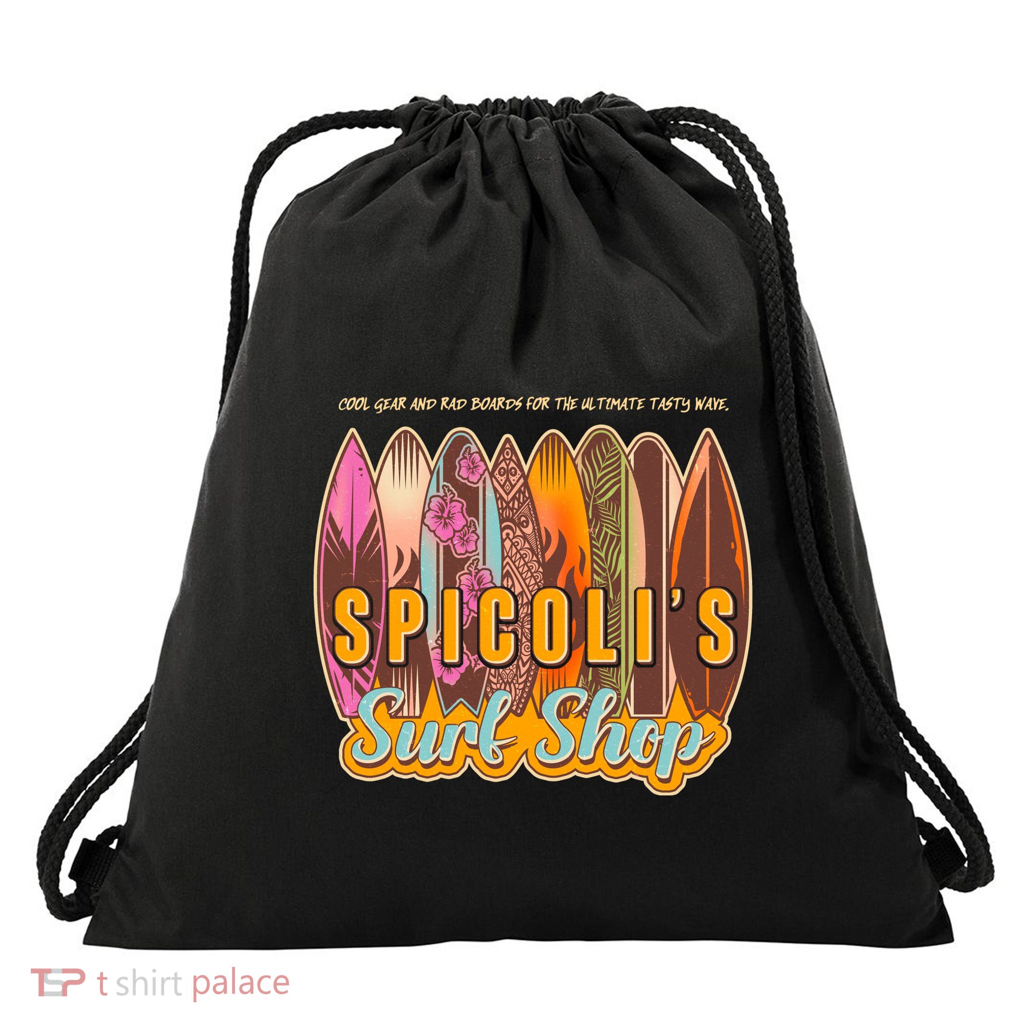 Retro Vintage Spicolis Surf Shop Drawstring Bag