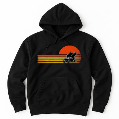 Retro Vintage Sprint Car Dirt Track Racing Distressed Hoodie