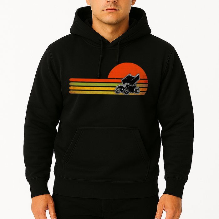 Retro Vintage Sprint Car Dirt Track Racing Distressed Hoodie