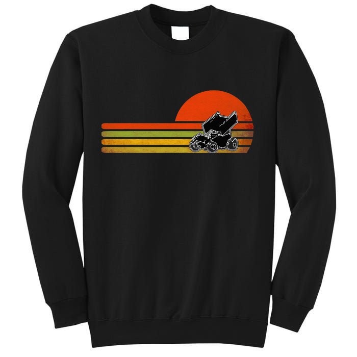 Retro Vintage Sprint Car Dirt Track Racing Distressed Sweatshirt