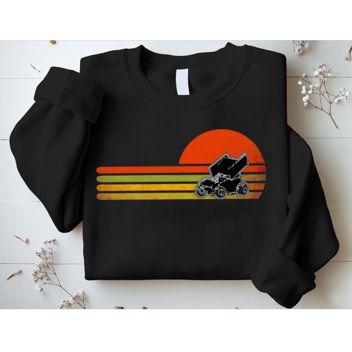Retro Vintage Sprint Car Dirt Track Racing Distressed Sweatshirt