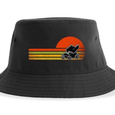 Retro Vintage Sprint Car Dirt Track Racing Distressed Sustainable Bucket Hat