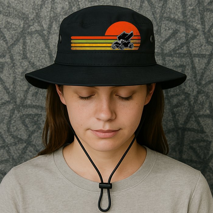 Retro Vintage Sprint Car Dirt Track Racing Distressed Bucket Hat