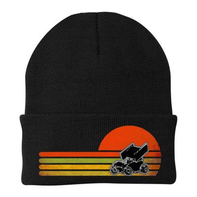 Retro Vintage Sprint Car Dirt Track Racing Distressed Beanie