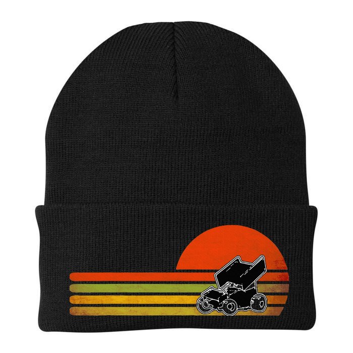Retro Vintage Sprint Car Dirt Track Racing Distressed Beanie