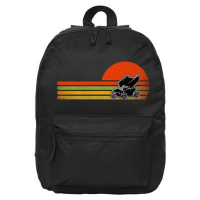 Retro Vintage Sprint Car Dirt Track Racing Distressed 16 in Basic Backpack