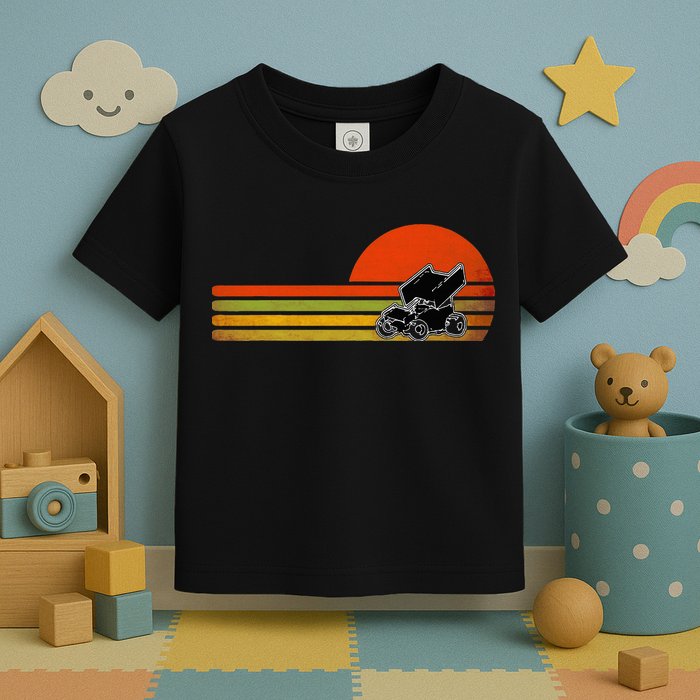Retro Vintage Sprint Car Dirt Track Racing Distressed Toddler T-Shirt