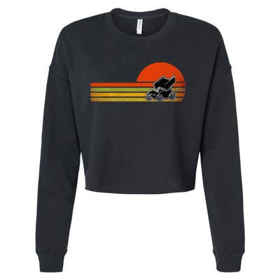 Retro Vintage Sprint Car Dirt Track Racing Distressed Cropped Pullover Crew