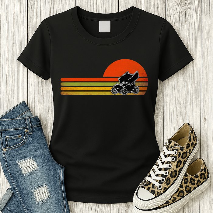 Retro Vintage Sprint Car Dirt Track Racing Distressed Womens T-Shirt