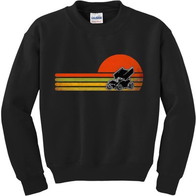 Retro Vintage Sprint Car Dirt Track Racing Distressed Kids Sweatshirt