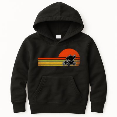 Retro Vintage Sprint Car Dirt Track Racing Distressed Kids Hoodie
