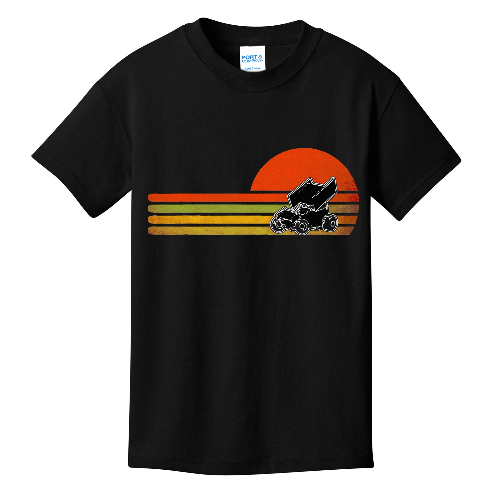 Retro Vintage Sprint Car Dirt Track Racing Distressed Kids T-Shirt