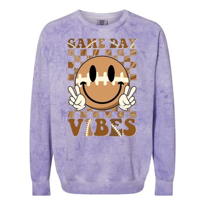 Retro Vintage Smiley Emoji Game Day Vibes Football Sports Fan Colorblast Crewneck Sweatshirt