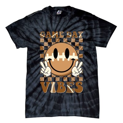 Retro Vintage Smiley Emoji Game Day Vibes Football Sports Fan Tie-Dye T-Shirt