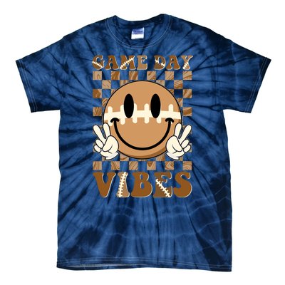 Retro Vintage Smiley Emoji Game Day Vibes Football Sports Fan Tie-Dye T-Shirt