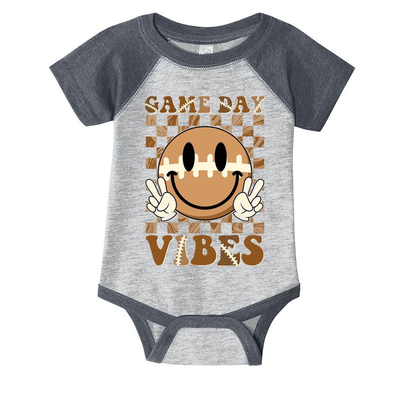Retro Vintage Smiley Emoji Game Day Vibes Football Sports Fan Infant Baby Jersey Bodysuit