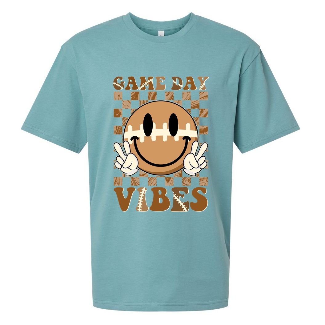 Retro Vintage Smiley Emoji Game Day Vibes Football Sports Fan Sueded Cloud Jersey T-Shirt