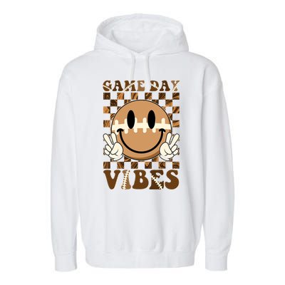 Retro Vintage Smiley Emoji Game Day Vibes Football Sports Fan Garment-Dyed Fleece Hoodie