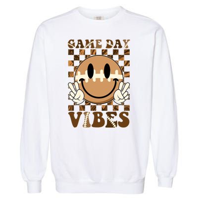 Retro Vintage Smiley Emoji Game Day Vibes Football Sports Fan Garment-Dyed Sweatshirt