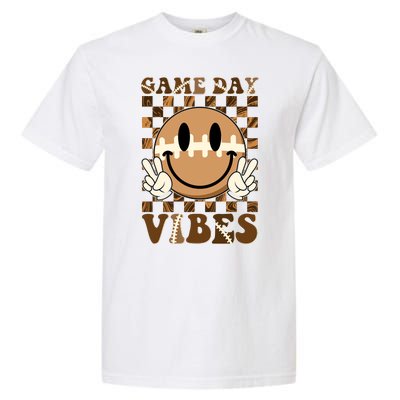 Retro Vintage Smiley Emoji Game Day Vibes Football Sports Fan Garment-Dyed Heavyweight T-Shirt