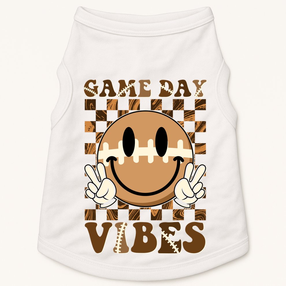 Retro Vintage Smiley Emoji Game Day Vibes Football Sports Fan Doggie Tank