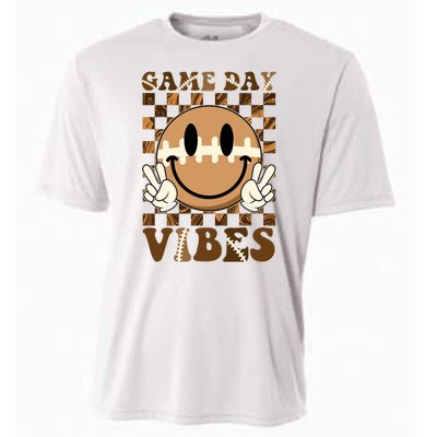 Retro Vintage Smiley Emoji Game Day Vibes Football Sports Fan Cooling Performance Crew T-Shirt