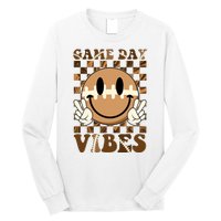 Retro Vintage Smiley Emoji Game Day Vibes Football Sports Fan Long Sleeve Shirt