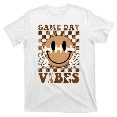 Retro Vintage Smiley Emoji Game Day Vibes Football Sports Fan T-Shirt