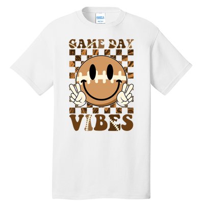 Retro Vintage Smiley Emoji Game Day Vibes Football Sports Fan Tall T-Shirt