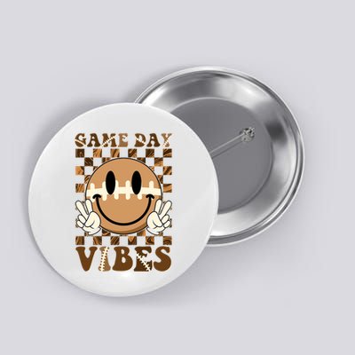 Retro Vintage Smiley Emoji Game Day Vibes Football Sports Fan Button