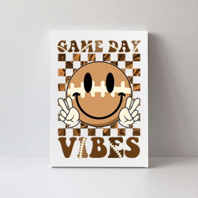 Retro Vintage Smiley Emoji Game Day Vibes Football Sports Fan Canvas