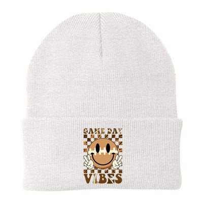 Retro Vintage Smiley Emoji Game Day Vibes Football Sports Fan Beanie