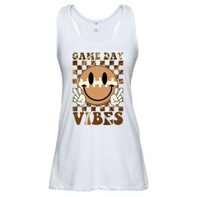 Retro Vintage Smiley Emoji Game Day Vibes Football Sports Fan Ladies Essential Flowy Tank